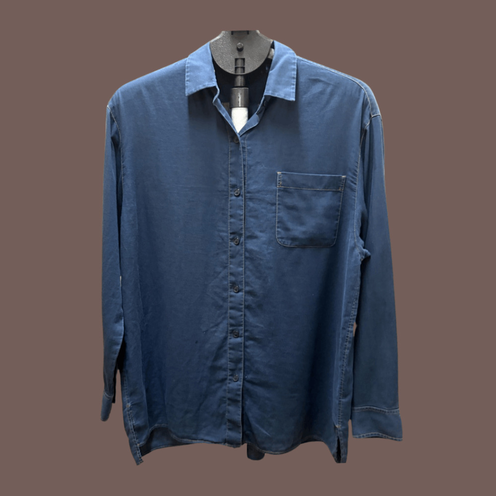Lafayette 148 Shirt | Navy Cotton Stitch Detail | Size M | Vintage